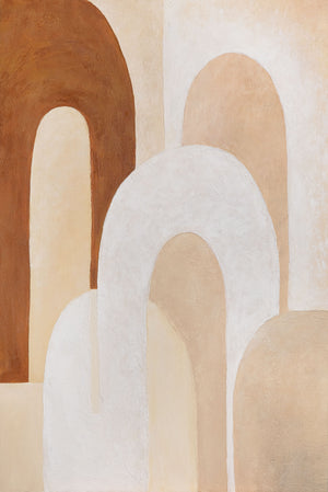 Lærredsbillede "Arkitekturens ånd" – moderne vægkunst i beige og brun