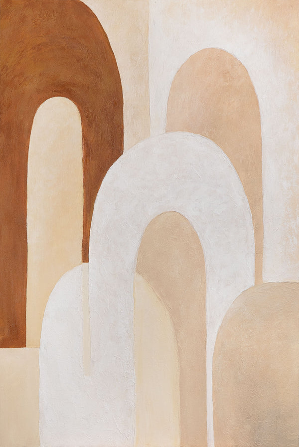 Lærredsbillede "Arkitekturens ånd" – moderne vægkunst i beige og brun
