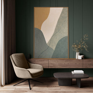 Struktureret acrylmaleri "Evig linje" – moderne vægkunst i naturfarver