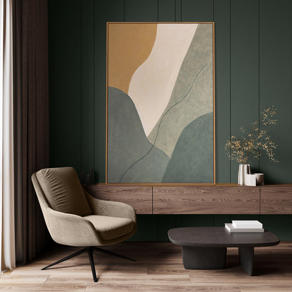 Struktureret acrylmaleri "Evig linje" – moderne vægkunst i naturfarver