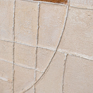 Handmalet Lærredsbillede „Linjer og Cirkler“ – Geometrisk Vægkunst med Ramme