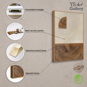 Abstrakte malerier med struktur og geometri i rammen "Linjer og cirkler"