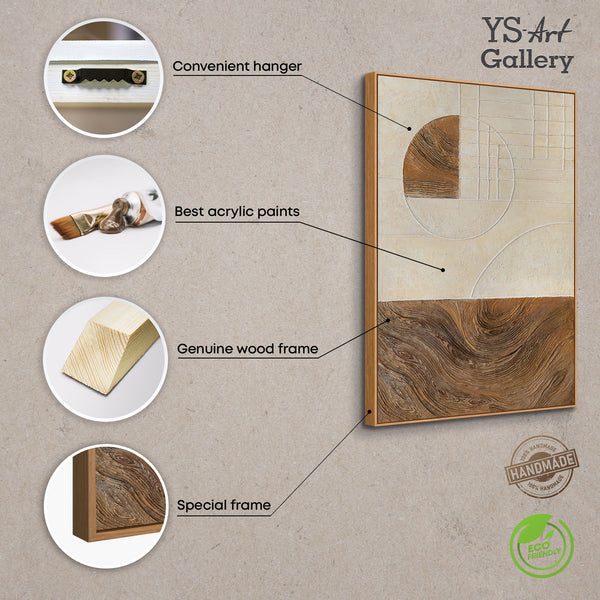 Abstrakte malerier med struktur og geometri i rammen "Linjer og cirkler"