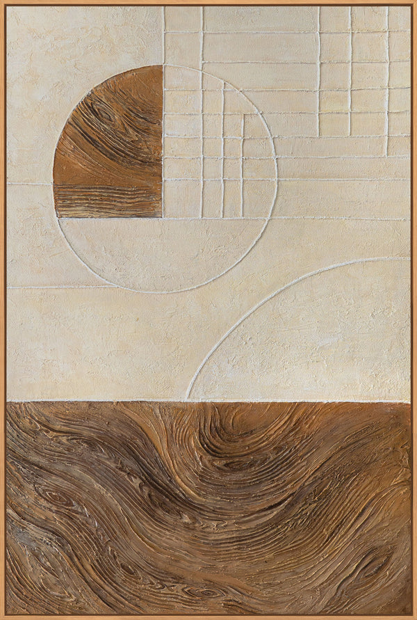 Abstrakte malerier med struktur og geometri i rammen "Linjer og cirkler"