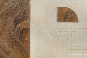 Handmalet Lærredsbillede „Linjer og Cirkler“ – Geometrisk Vægkunst med Ramme