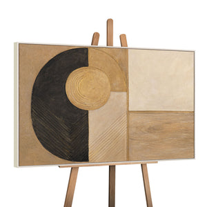 Moderne acrylmaleri "Form og tekstur" – geometrisk vægkunst i guld og sort