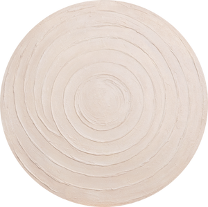 Rundt abstrakt acrylmaleri "Cirkulær rytme" – vægdekoration i naturtoner