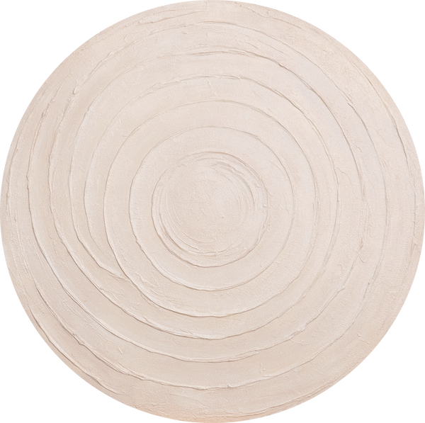 Rundt abstrakt acrylmaleri "Cirkulær rytme" – vægdekoration i naturtoner