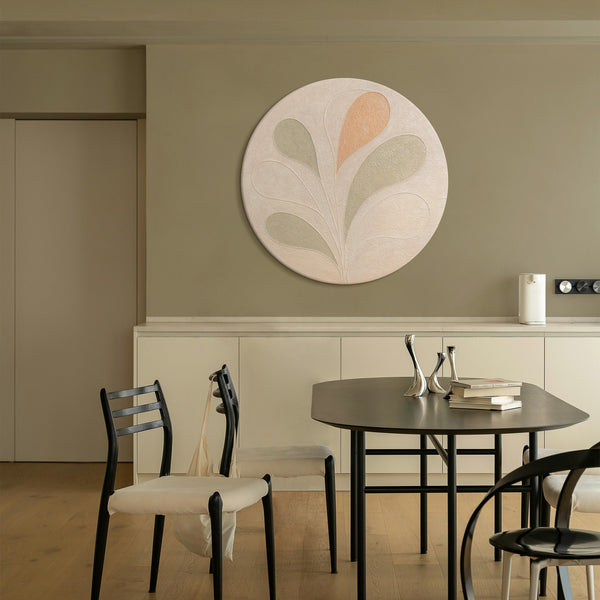 Rundt lærredsbillede "Fine mønstre" – abstrakt vægkunst i pastelfarver