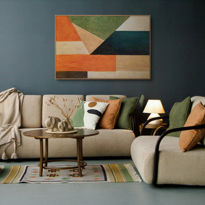 Moderne akrylmalerier med geometrisk struktur i rammen "Orden og bevægelse"