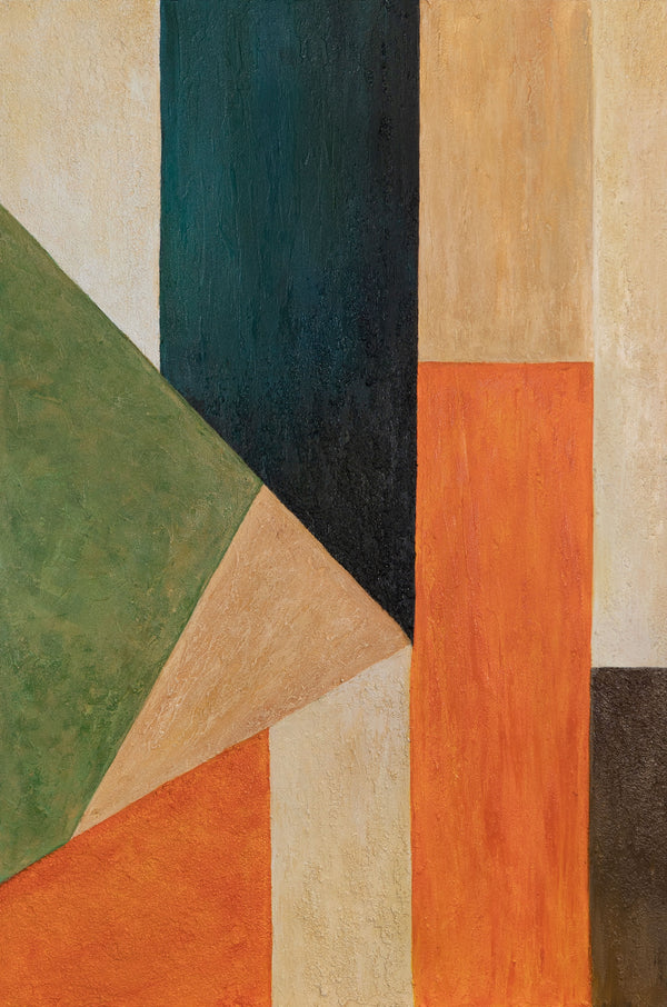 Abstrakt geometrisk maleri "Orden og bevægelse" – acrylkunst med struktur