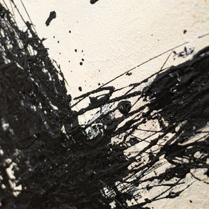 Handmalet Lærredsbillede „Penselstrøkkets Kraft“ – Abstrakt Kunst i Sort-Beige