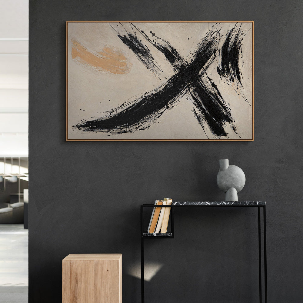 Abstrakt maleri i moderne akrylstil, "Penselstrøgens kraft"