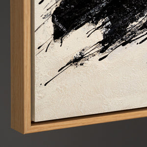 Handmalet Lærredsbillede „Penselstrøkkets Kraft“ – Abstrakt Kunst i Sort-Beige