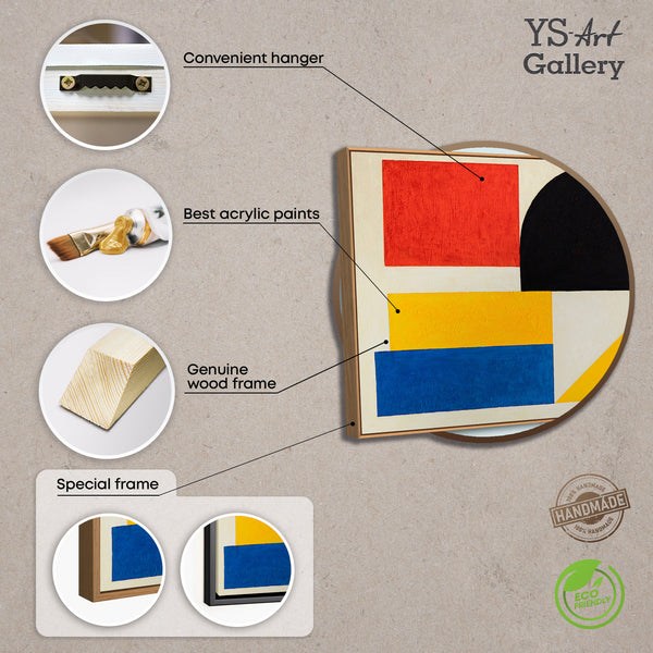 Abstrakt maleri i ramme, geometrisk vægkunst "Kontraster"