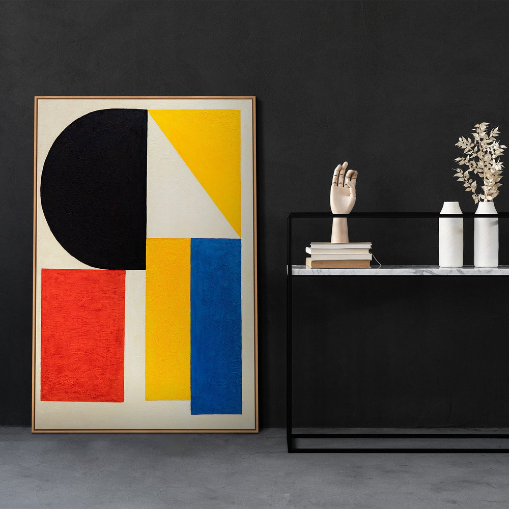 Moderne acrylmaleri "Kontraster" – geometriske former på lærred