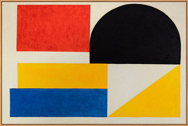 Abstrakt maleri i ramme, geometrisk vægkunst "Kontraster"