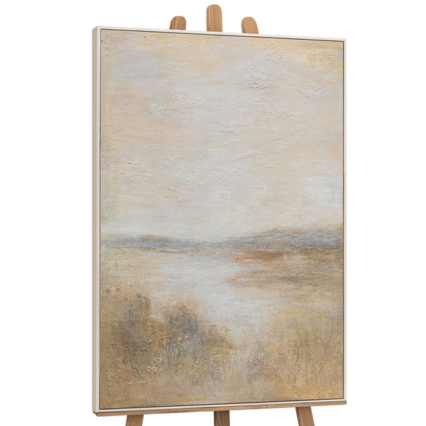 Moderne Gemälde mit Rahmen „Nebeliger Morgen“ – Struktur Acrylbild auf Leinwand