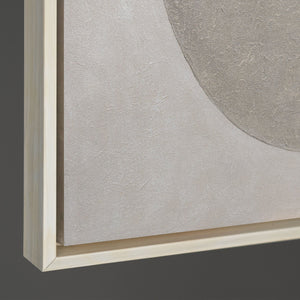 Moderne akrylmaleri i ramme, geometrisk lærredsmaleri "Geometriens stilhed"