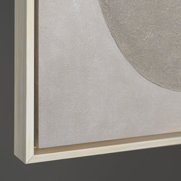 Moderne akrylmaleri i ramme, geometrisk lærredsmaleri "Geometriens stilhed"