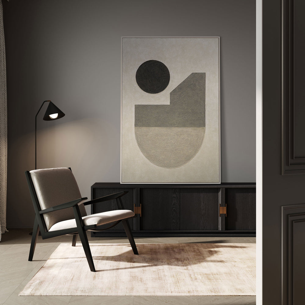 Geometrisk vægkunst "Stilheden i geometrien" – minimalistisk håndmalet acrylmaleri