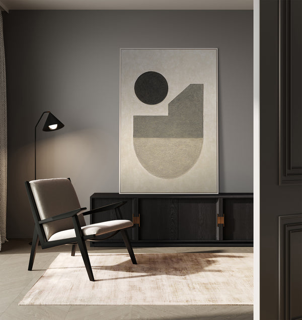 Geometrisk vægkunst "Stilheden i geometrien" – minimalistisk håndmalet acrylmaleri