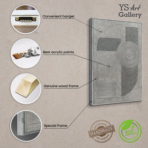 Moderne abstrakte Wandkunst in einem minimalistischen Wohnzimmer