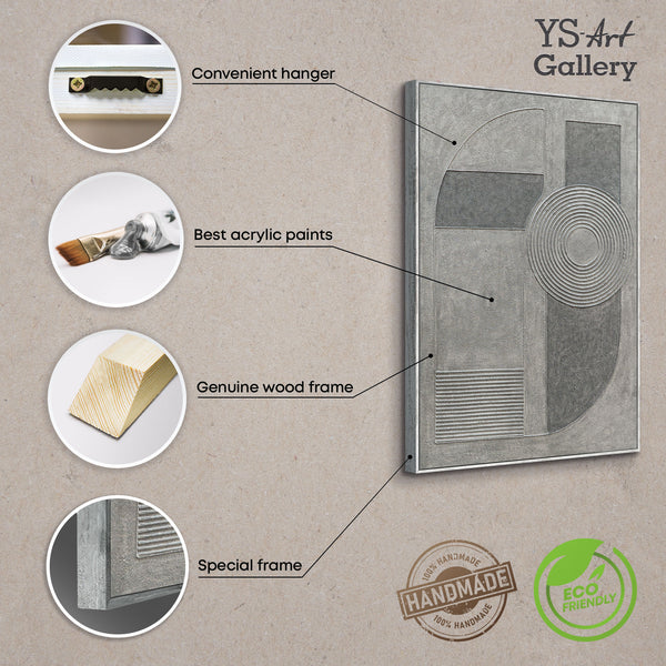 Moderne abstrakte Wandkunst in einem minimalistischen Wohnzimmer