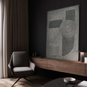 Abstrakte Kunst Leinwand „Grauer Akkord“ – Moderne Wanddeko Wohnzimmer