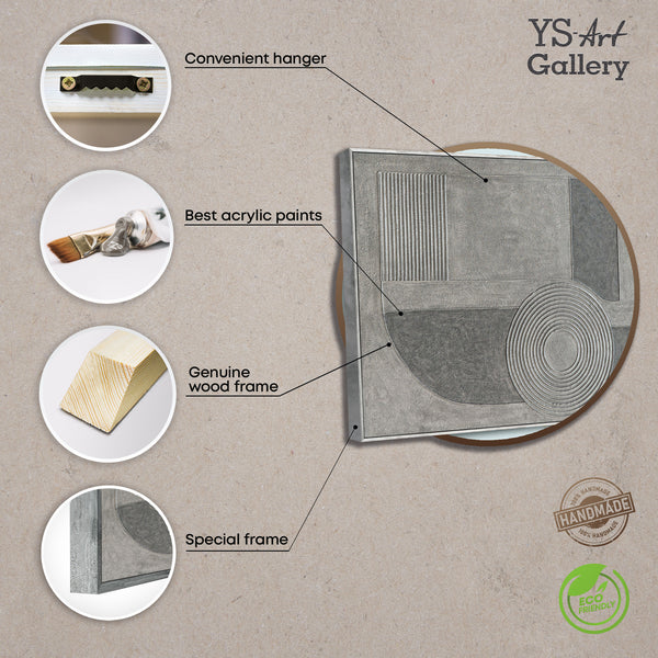 Moderne malede billeder i ramme, et roligt lærredsmaleri "Grå akkord"