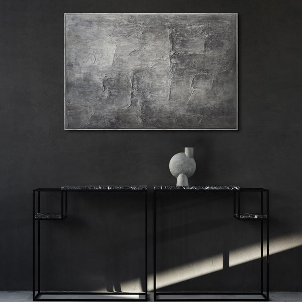 Håndmalede billeder i rammer, tekstureret abstrakt kunst "Stenens erindring"