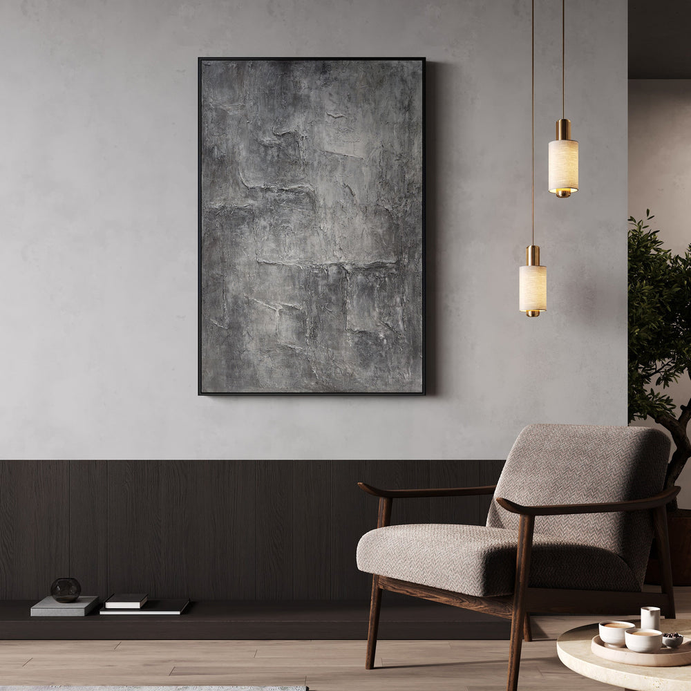 Lærredsbillede "Stenens erindring" – struktureret acrylmaleri i betonlook
