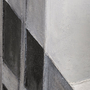 Gemälde Abstrakt mit Rahmen „Stadtkonturen“ – Moderne Acrylmalerei in Grau & Schwarz