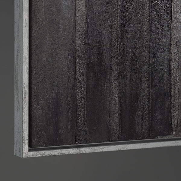 Gemälde Abstrakt mit Rahmen „Stadtkonturen“ – Moderne Acrylmalerei in Grau & Schwarz