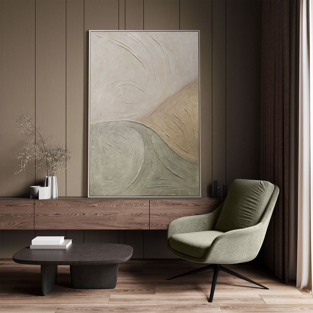 Acrylmaleri "Regnens spor" – moderne vægkunst med struktur