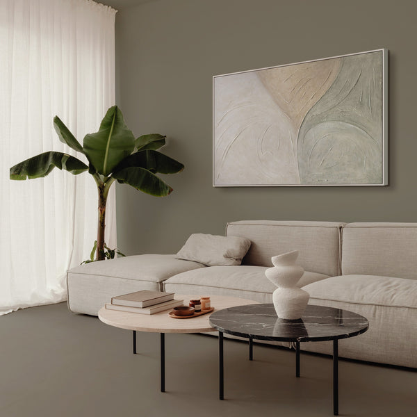 Akrylmaleri med tekstur i rammen "Spor af regn"