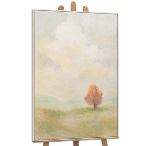 Handmalet lærredsbillede "Varme Vidder" – Moderne Abstrakt Kunst med Ramme