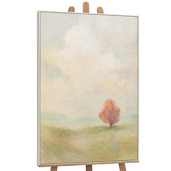 Handmalet lærredsbillede "Varme Vidder" – Moderne Abstrakt Kunst med Ramme