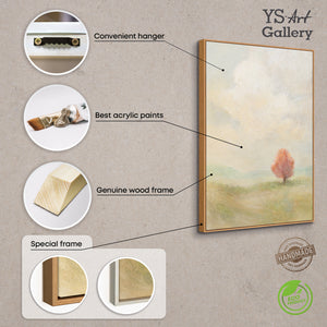 Handmalet lærredsbillede "Varme Vidder" – Moderne Abstrakt Kunst med Ramme