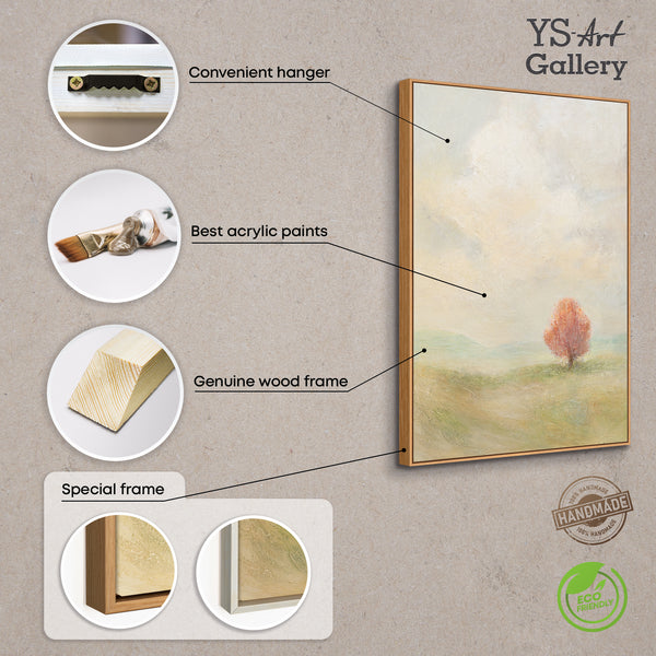 Handmalet lærredsbillede "Varme Vidder" – Moderne Abstrakt Kunst med Ramme