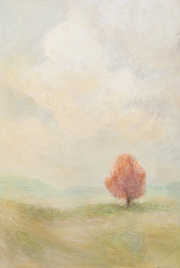 Handmalet lærredsbillede "Varme Vidder" – Moderne Abstrakt Kunst med Ramme