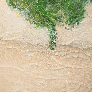 Handmalet Lærredsbillede "Grøn Akcent" – Minimalistisk Abstrakt Kunst