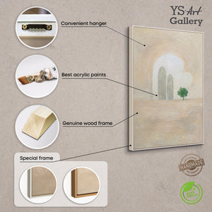 Handmalet Lærredsbillede "Grøn Akcent" – Minimalistisk Abstrakt Kunst