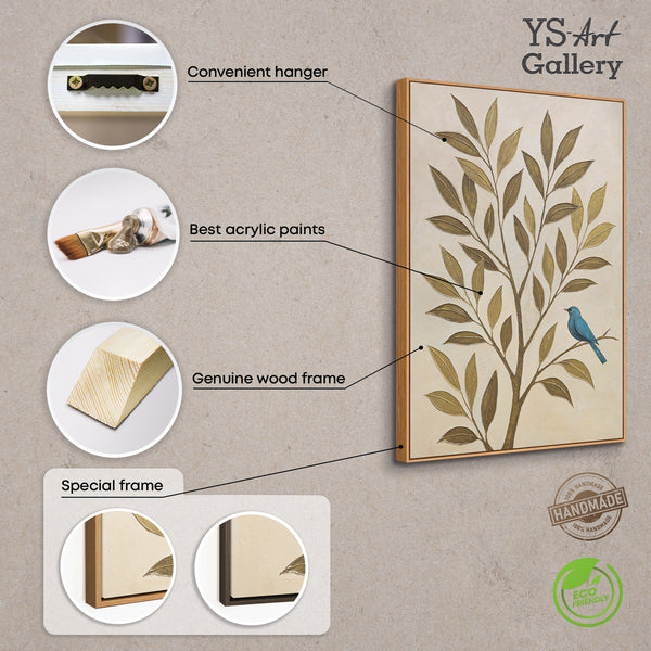 Handmalet Lærredsbillede "Fløjtende Blade" – Naturmotiver på Lærred