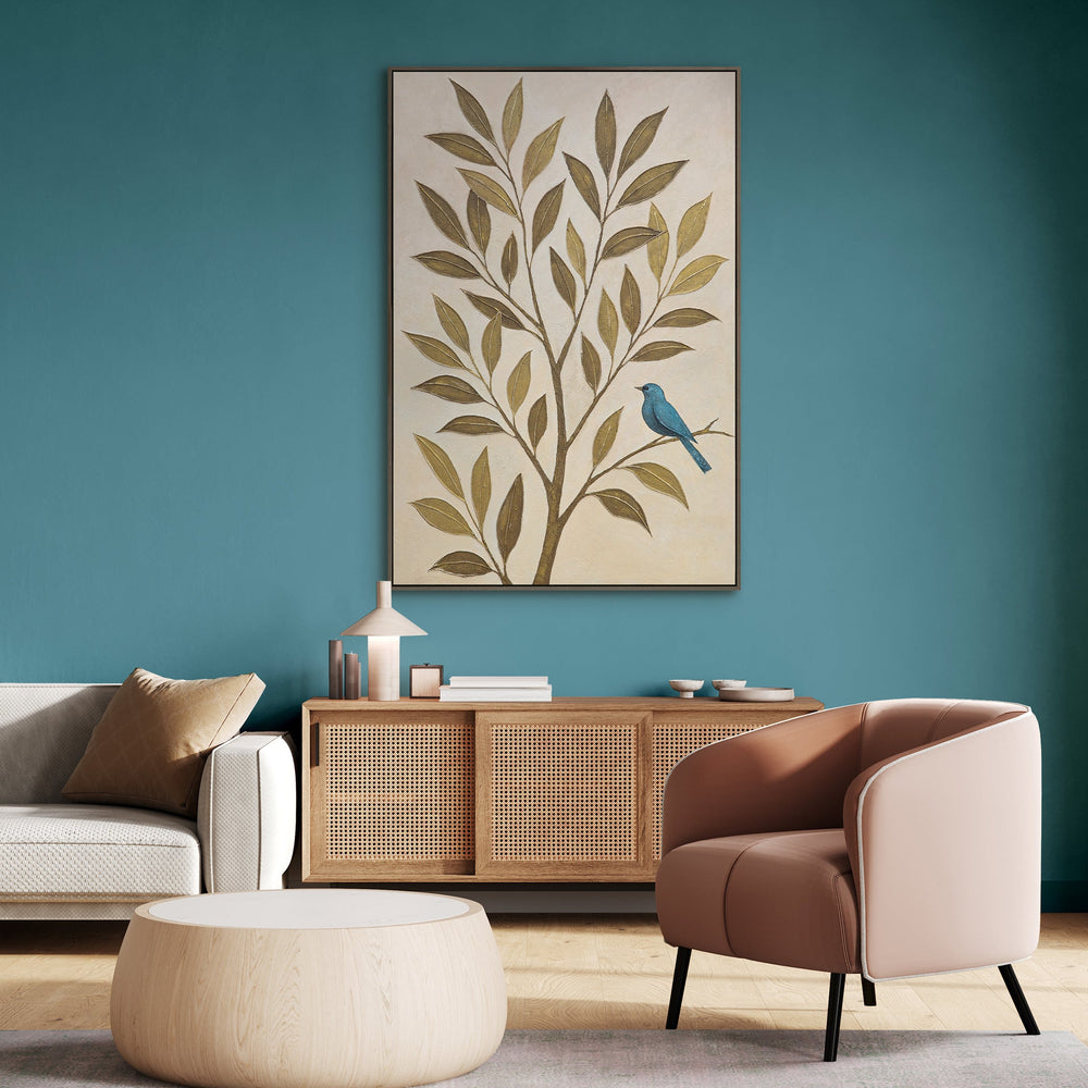 Handmalet Lærredsbillede "Fløjtende Blade" – Naturmotiver på Lærred