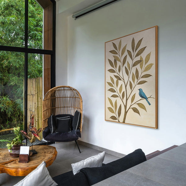 Handmalet Lærredsbillede "Fløjtende Blade" – Naturmotiver på Lærred