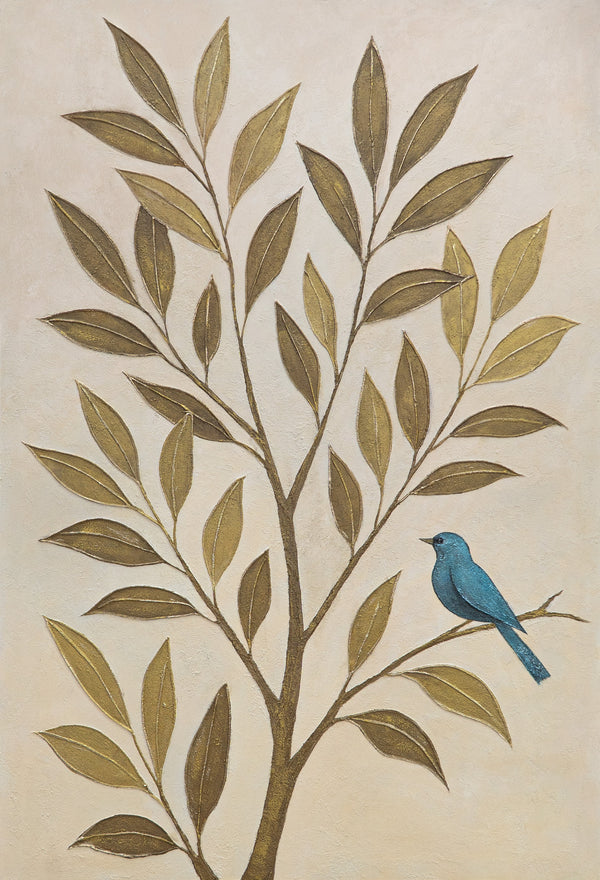 Handmalet Lærredsbillede "Fløjtende Blade" – Naturmotiver på Lærred