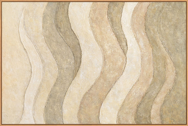 Handgemalte Naturtöne – Moderne Gemälde auf Leinwand mit Rahmen „Schatten und Sand“