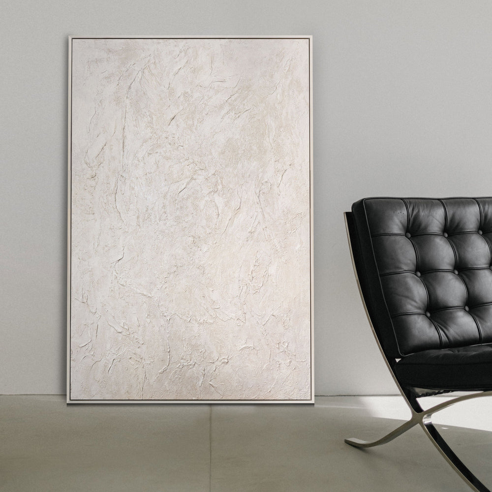 Moderne vægdekoration neutral – Abstrakt maleri beige "Tidens hvisken"