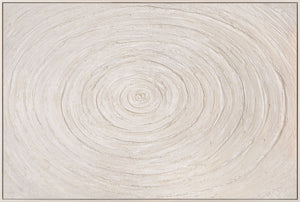 Minimalistisk vægdekoration – Tekstureret akrylmaleri i beige med ramme “Echoes of Time”